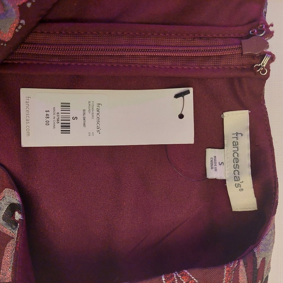 Francesca's Maroon Red Floral Embroidered Sleeveless A-Line Mini Dress Size S - Picture 15 of 15